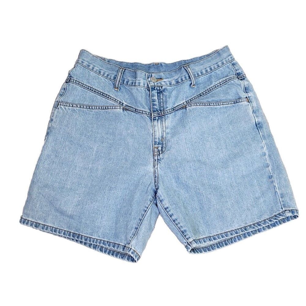 Vintage Levis Red Tab Western Yoke Denim Shorts Light Wash High Rise Womens 12X7